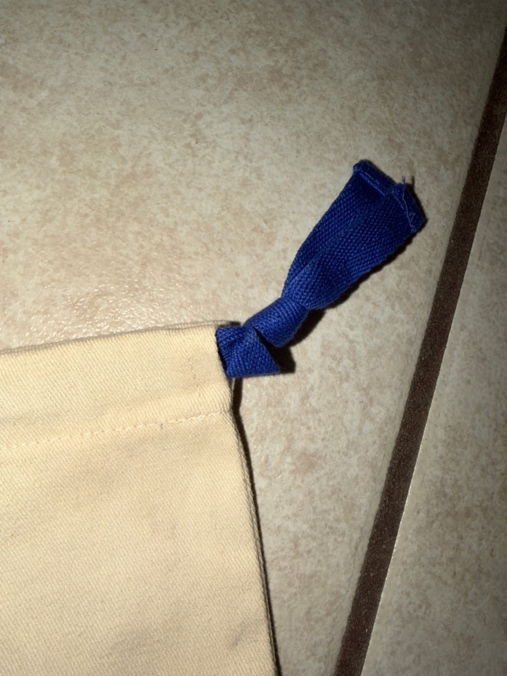 Louis Vuitton Cream Canvas Dust Bag with Blue Drawstring - Picture 5 of 5
